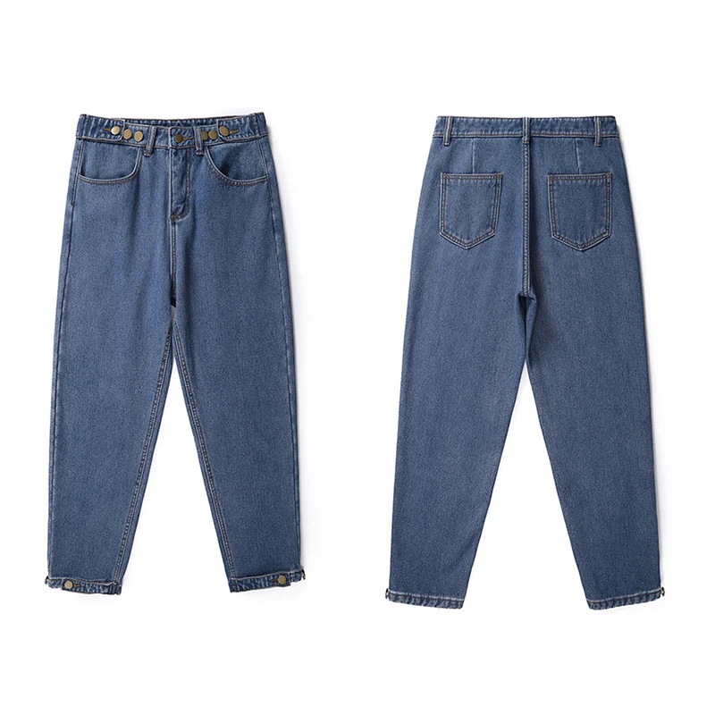 Koop Herfst Winter Jeans Vrouwen Dikke Warme Fleece Jeans Hoge Taille Boyfriend Jeans Voor Vrouwen Casual Baggy Loose Harembroek Denim Broek