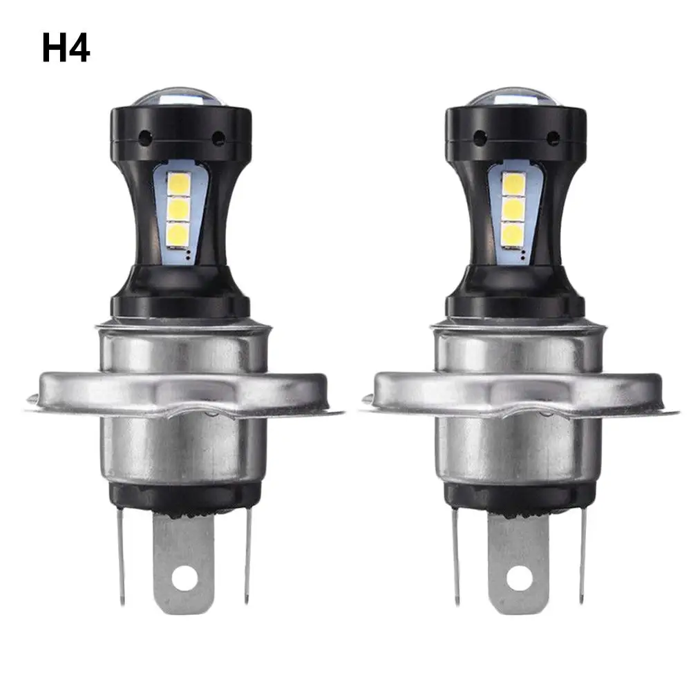 H4 2 шт. H4/H7 мотоцикл 3030 светодиодный Hi-Lo луч фара лампа 6500K 12-24v автомобиль - Цвет: H4