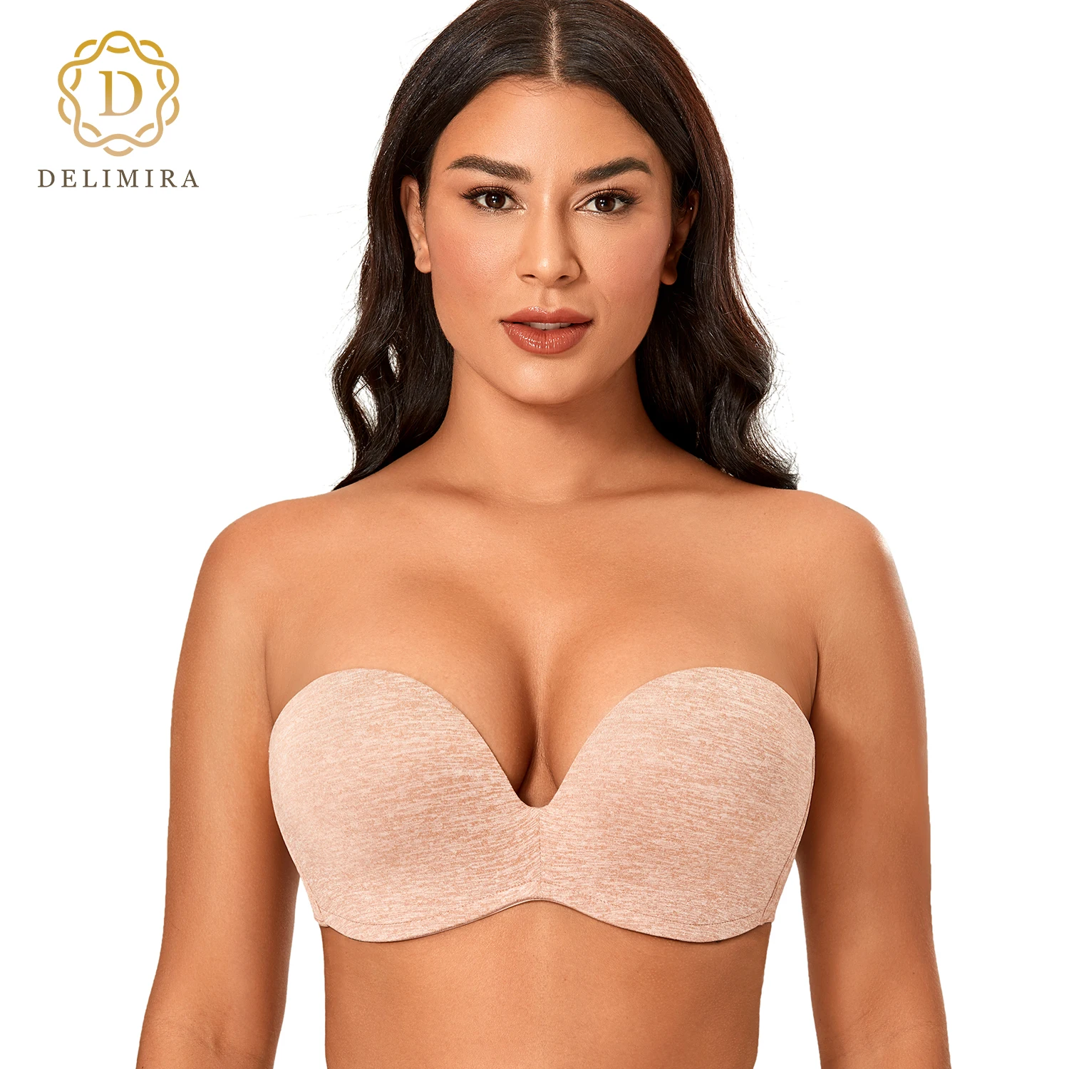 DELIMIRA Women's Front Closure Seamless Bra Racerback Underwire Unlined Plus Size Wide Strap bras