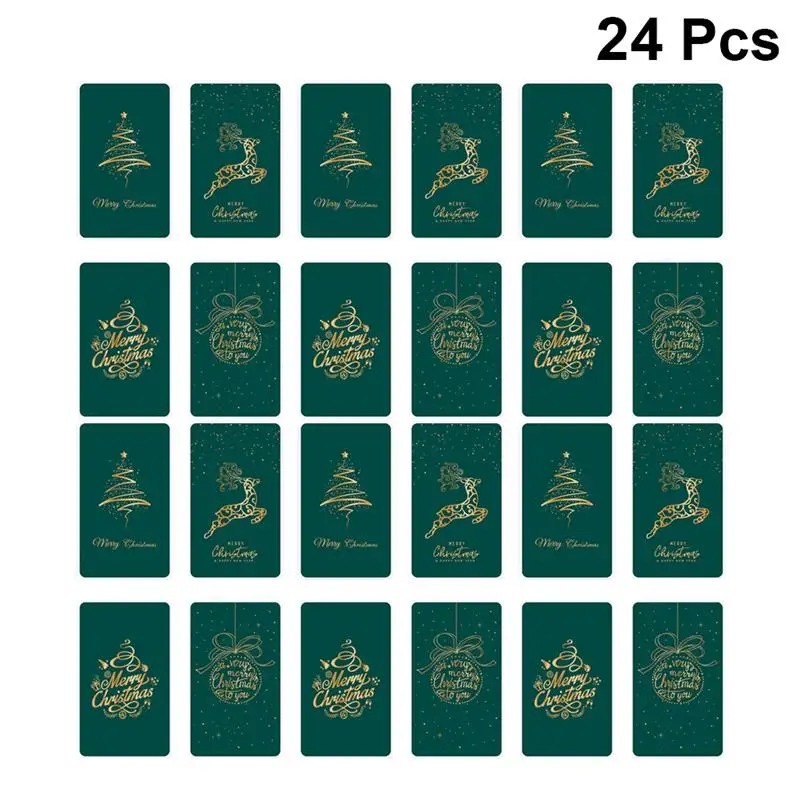  24 Sheets Christmas Greeting Cards Delicate Christmas Themed Blessing Card Creative DIY Xmas Paper  - 4000286506307