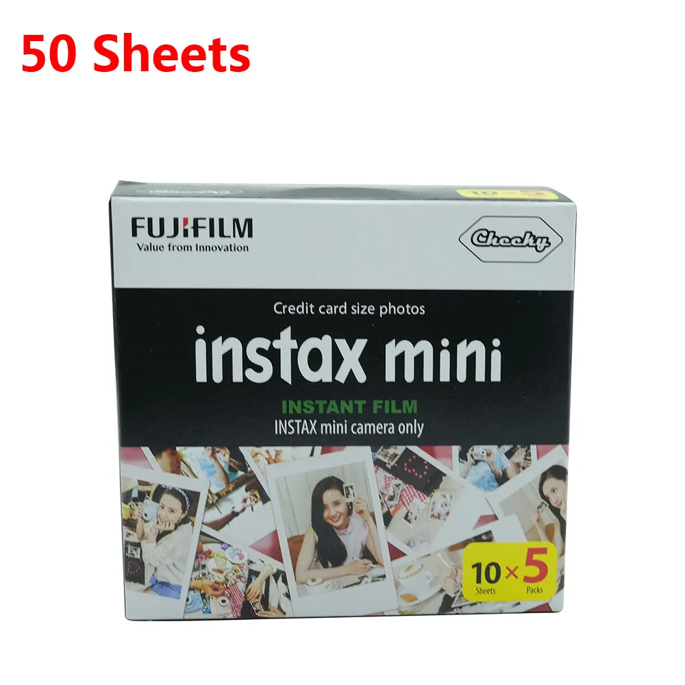 50 Sheets 10-60 листов Fuji Fujifilm instax mini Фильм 9 8 пленок белый край пленки для мгновенной мини 9 8 7s 25 50s 9 90 Sp-2 фотобумага - Цвет: 50 Sheets