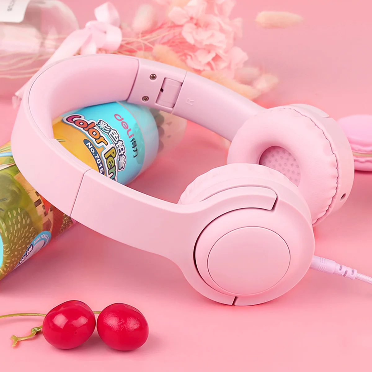Kids Headphones Over ear Wired Headphones Volume Control Noise Cancelling Earphone Foldable Stereo Headsets With Microphone
