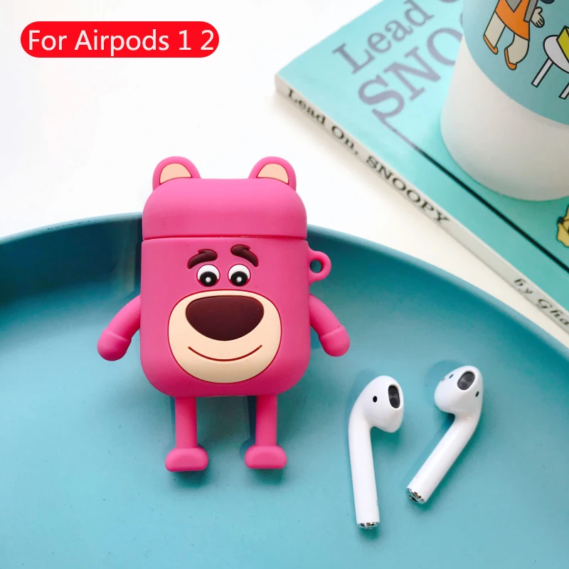 Мультяшные беспроводные bluetooth наушники чехол для apple airpods силиконовая мягкая кожаная гарнитура коробка для Airpods 2 милый защитный чехол - Цвет: 275