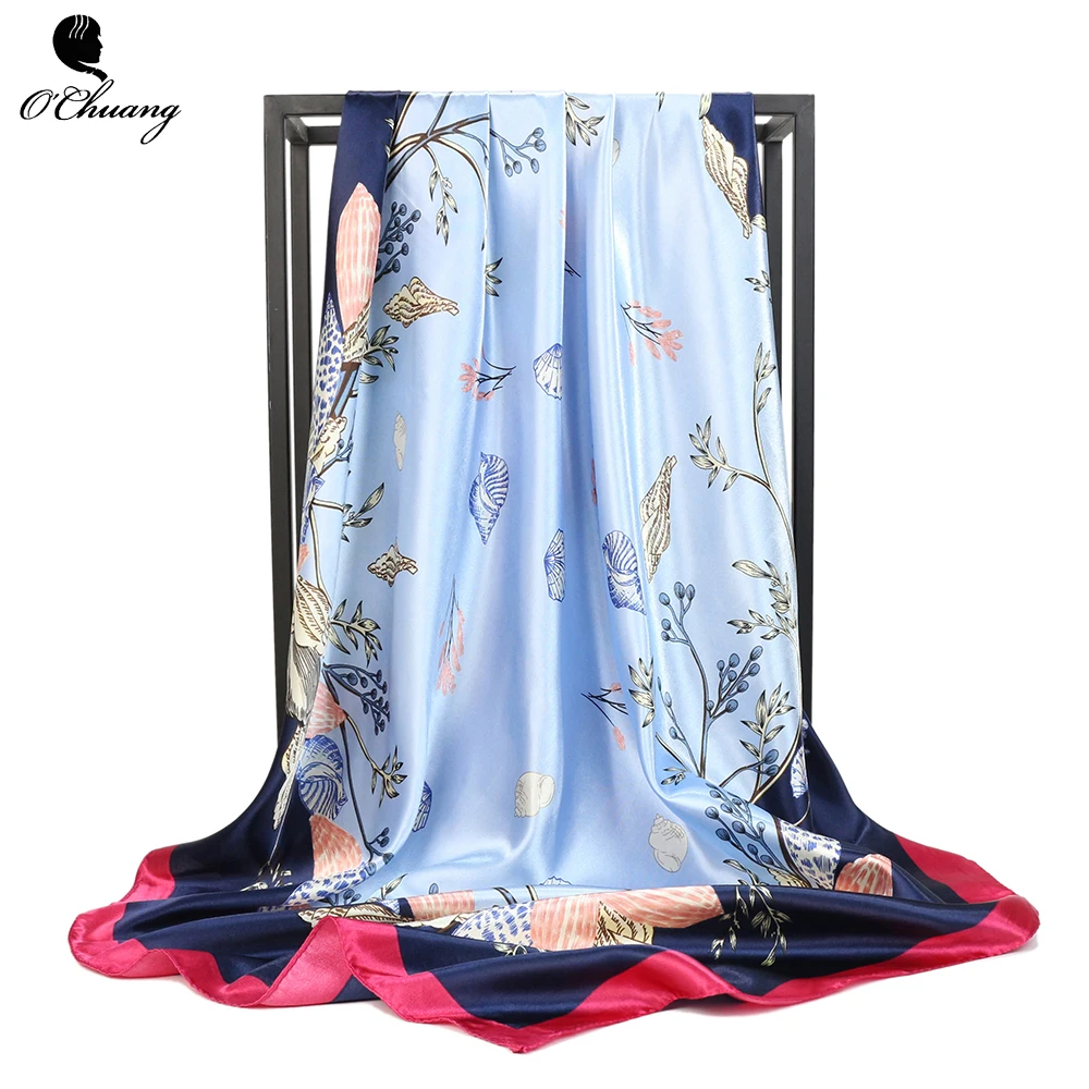 Модный женский Шелковый атласный шарф 90*90 см|Женские шарфы| |