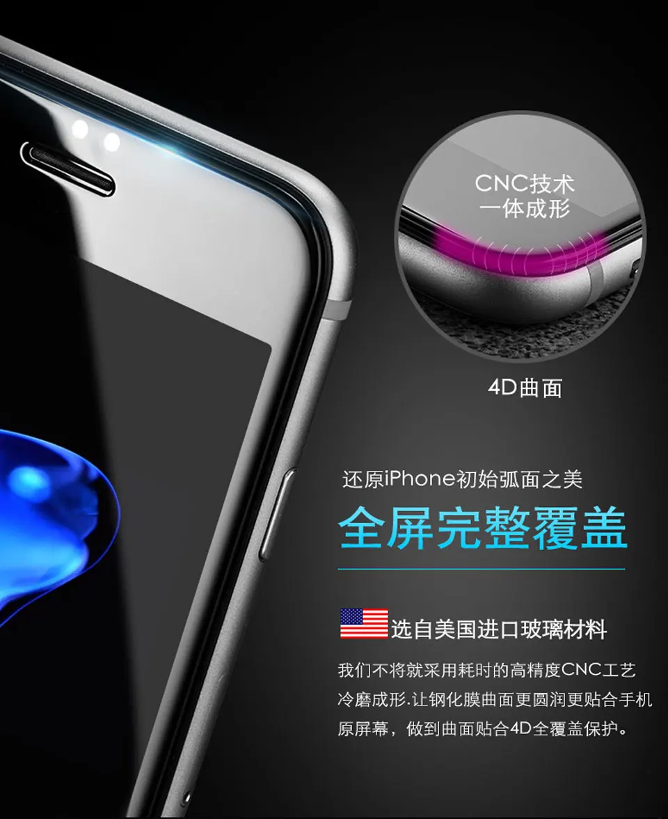 9H полное покрытие 4D закаленное стекло для iphone xs max Защитная пленка для экрана iphone X XS Max XR 6 7 8 стекло