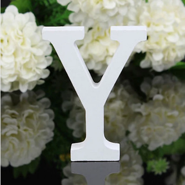 Белая деревянная буква Английский алфавит DIY Индивидуальное Имя Дизайн Искусство ремесло свободно стоящее сердце Свадебный домашний декор - Color: Y