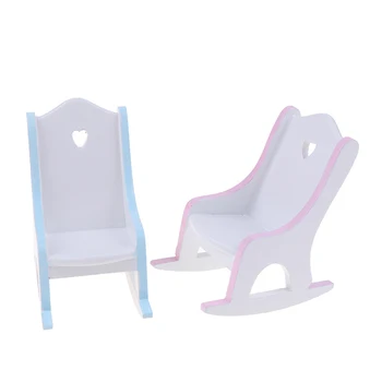 

1pc Cute Mini Children Rocking Chair Model Toys Furniture Accessories 1/12 Dollhouse Miniature Wood