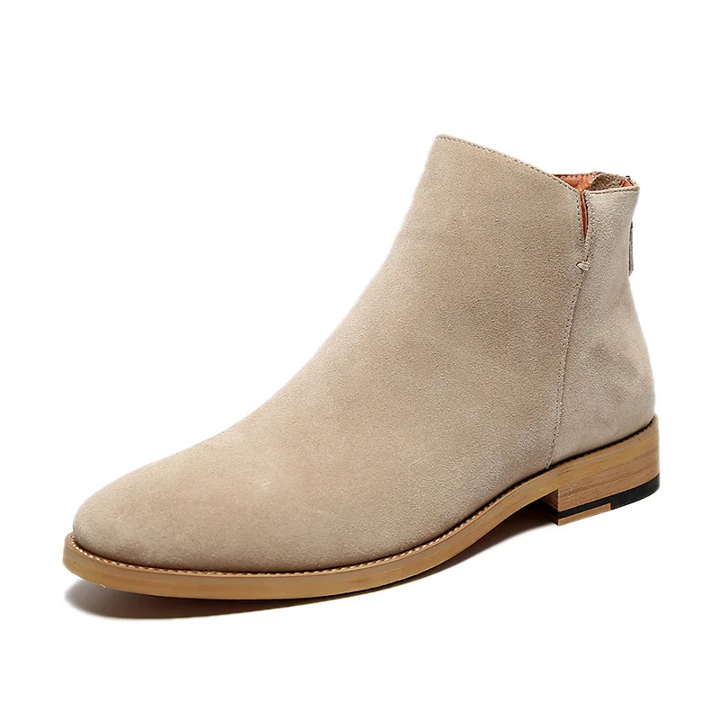 

trend men boots outdoors cow leather tooling shoes high top desert boot point toe chelsea botas hombre ankle bottes man footwear