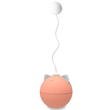 

Interactive Cat Toy, Automatic Self Rotating Cat Ball Toy with Feather and Pompom, Tumbler Toy Fun Chaser for Cats Orange
