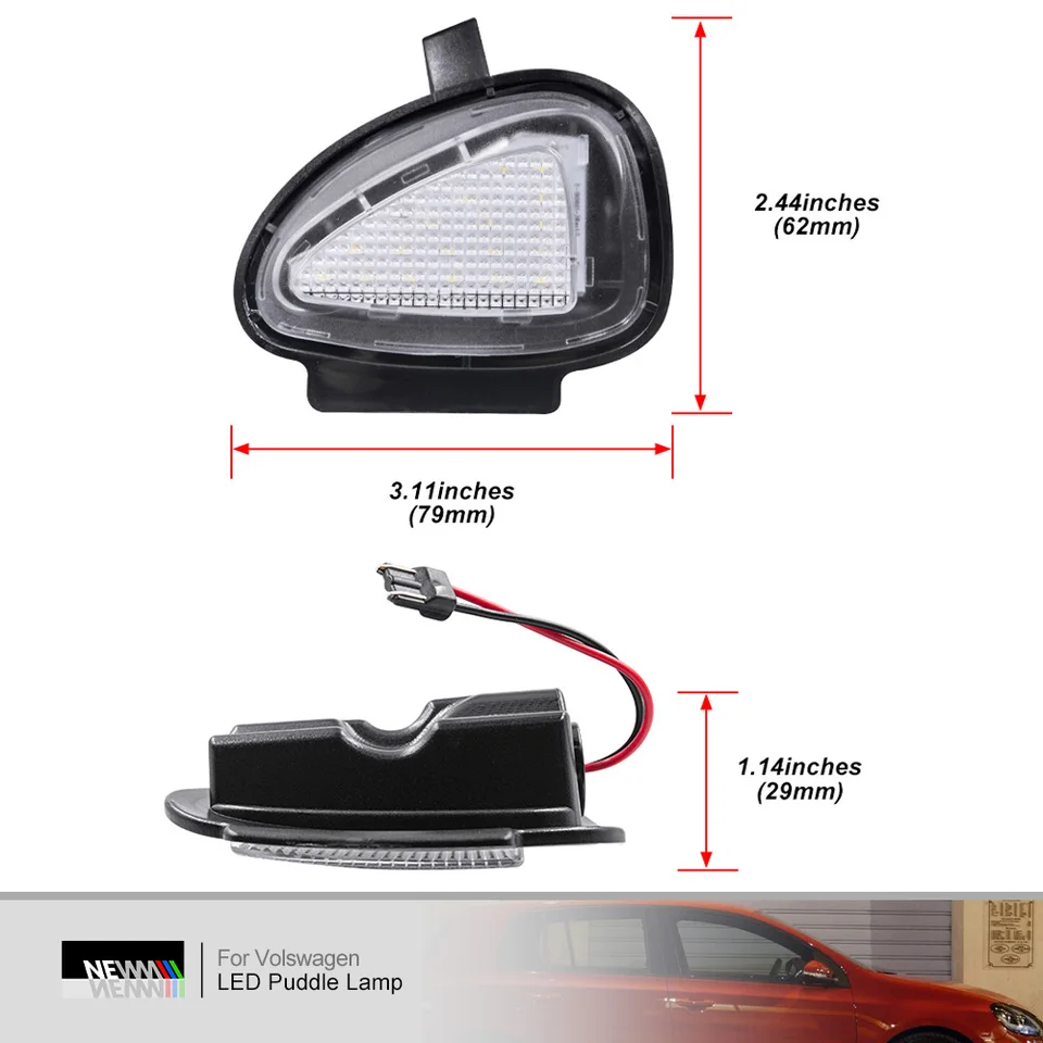Aramox – Paio Di Luci Led Per Specchietto Retrovisore (Luci Pozzanghera) – Bianche, 12V, Plug And Play – Compatibili Con Ford Mondeo MK5, Explorer, Fusion E Altri Modelli - 3