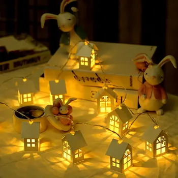 

2M 10 LED Christmas String Lights Garland Wood House String Light Room Decor String Lamp for Wedding Party Holiday Fairy Lights