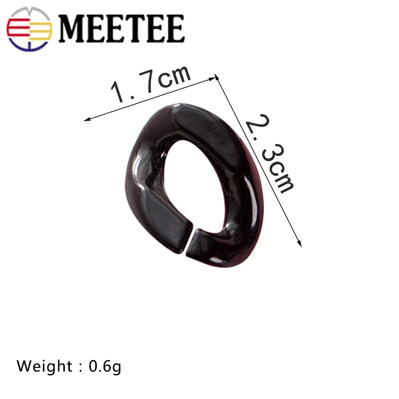 Meetee 100 шт 23*17 мм Резиновые, акриловые звенья цепи Шарм цвет кольцо цепи пряжки DIY сумки кулон крючок аксессуары BF444
