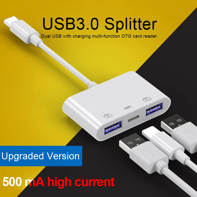 Адаптер UTHAI для iPhone iPad двойной USB 3 0 разветвитель поддержка IOS13 молния быстрая