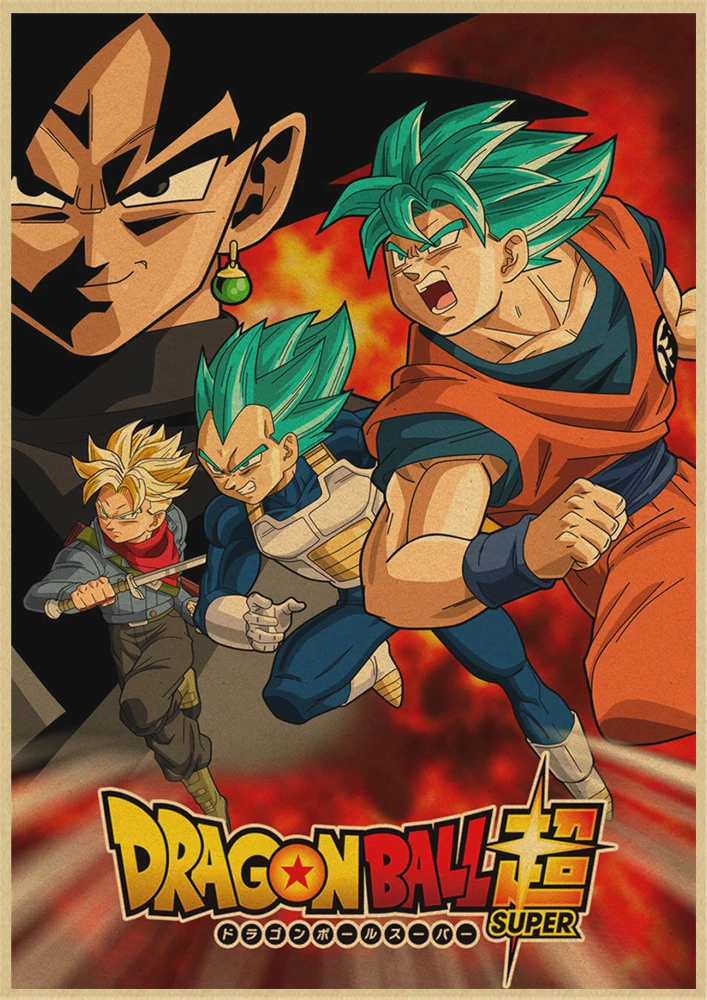 Тёмно-синий Dragon Ball японского аниме фильм винтажные плакаты хорошего качества печатный плакат на стену в стиле ретро комнаты декоративная живопись дома - Цвет: Тёмно-синий