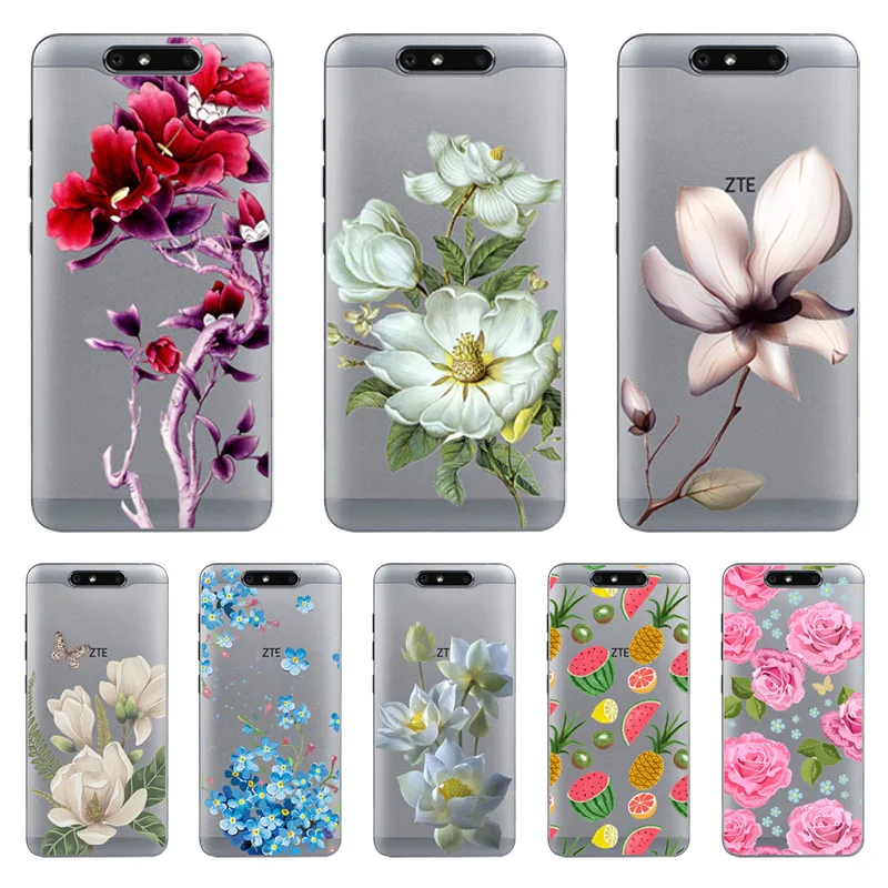 Soft TPU for Blade v8 v9 lite / mini Case flower Cover ZTE nubia v18 z18 Axon 7 Phone protect cases shell |