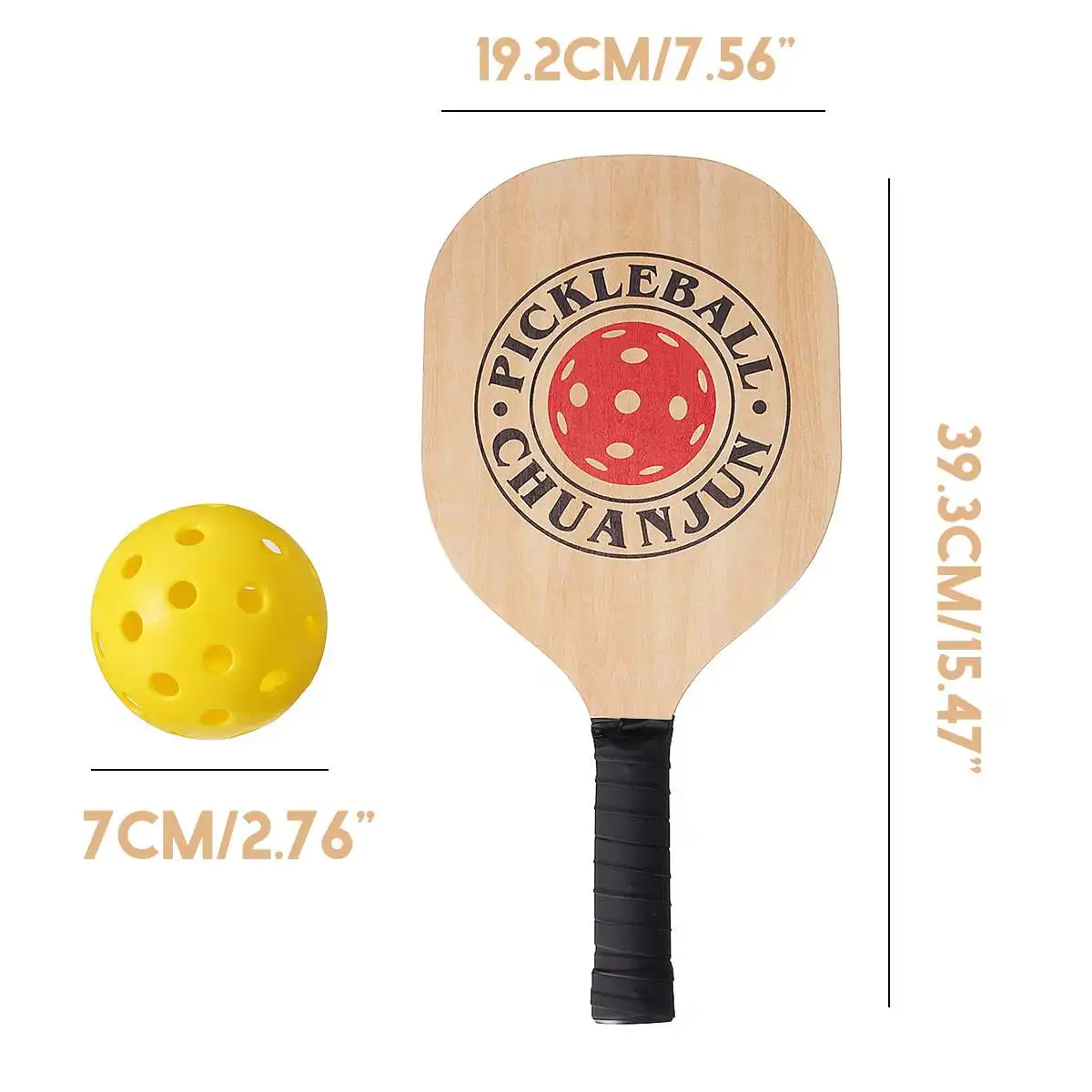 7 шт./компл. Pickleball Paddle Kit 1 высококачественные бамбуковые Нескользящие резинки Pickleball ракетки+ 4 picklebills+ 1 сумка для хранения Новинка
