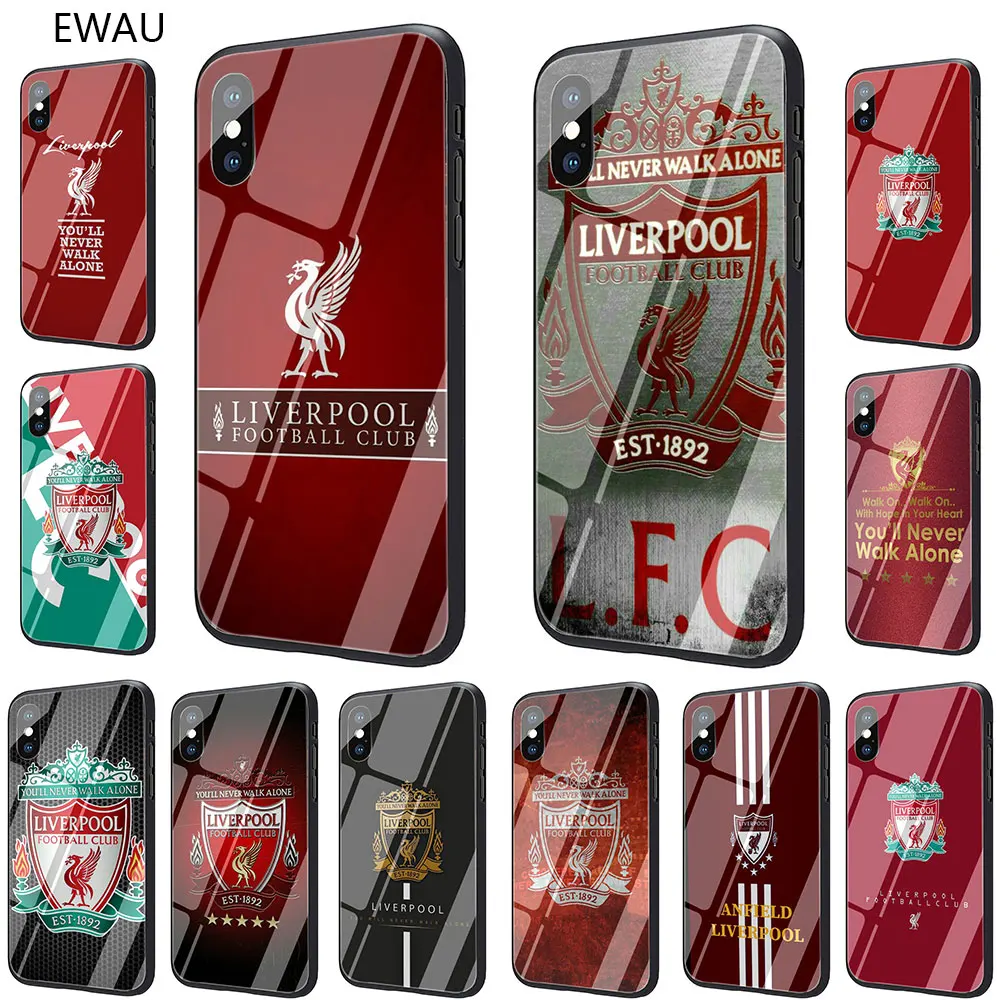 

EWAU Liverpool Club Tempered Glass Phone Cover Case For iPhone 11 Pro 6 6S Plus 7 8 Plus X XS XR XS Max