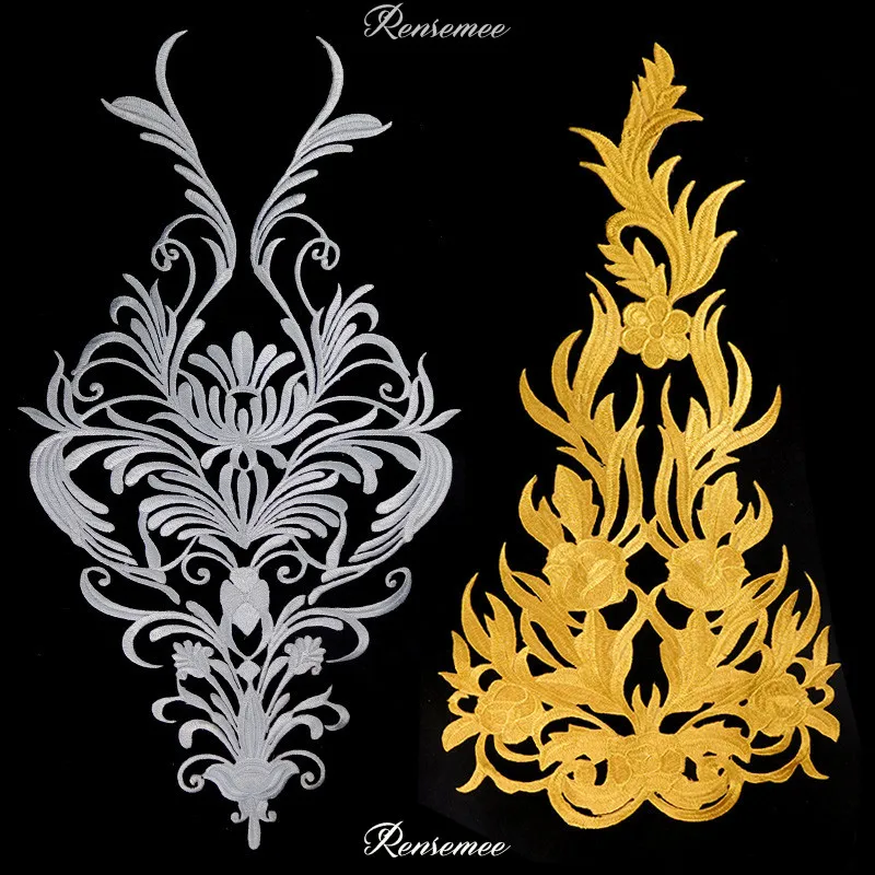2 пары/2 шт. большого размера золотистого и серебристого цвета с вышитым узором