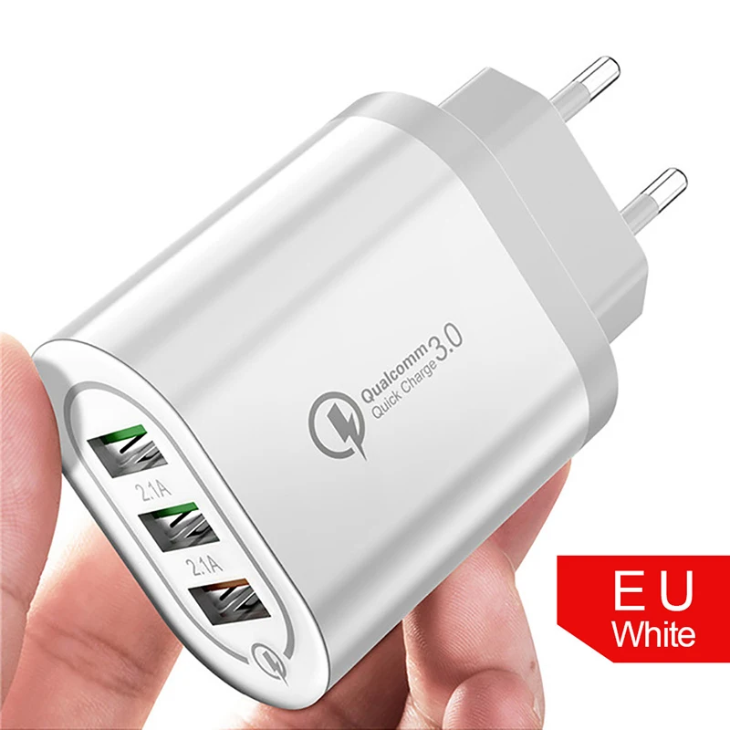 3 порта 2.4A USB QC3.0 зарядное устройство для мобильного телефона 5 В/9 В/12 в быстрое