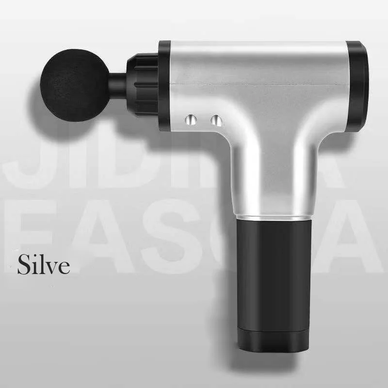 silver Пистолет для массажа мышц, массажер для глубоких тканей, терапия, пистолет для упражнений, облегчение боли в мышцах, коррекция фигуры, релаксационный массаж - Цвет: silver