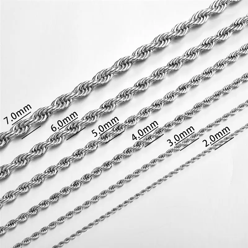 Jiayiqi 2mm-7mm Rope Chain Necklace Stainless Steel Never Fade Waterproof Choker Men Women Jewelry Gold Silver Color Chains Gift - Image 6