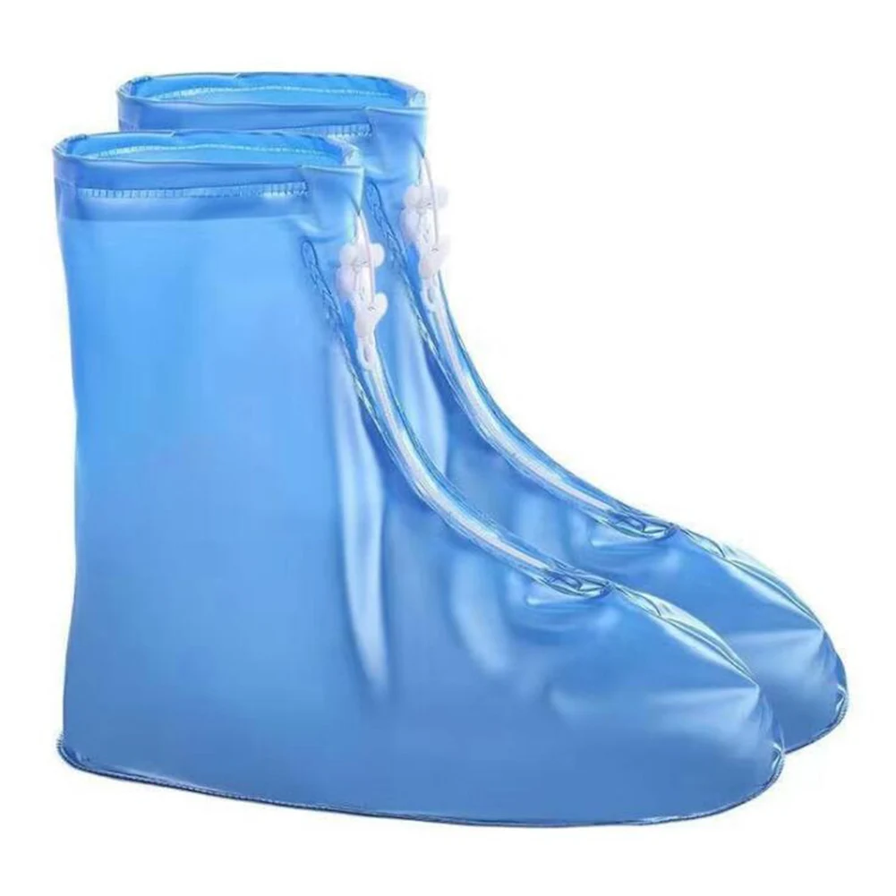 Мужская и женская обувь; Чехлы для дождливой погоды; ботильоны на плоской подошве с покрытием из пвх; многоразовая нескользящая обувь с внутренним водонепроницаемым слоем - Цвет: Синий