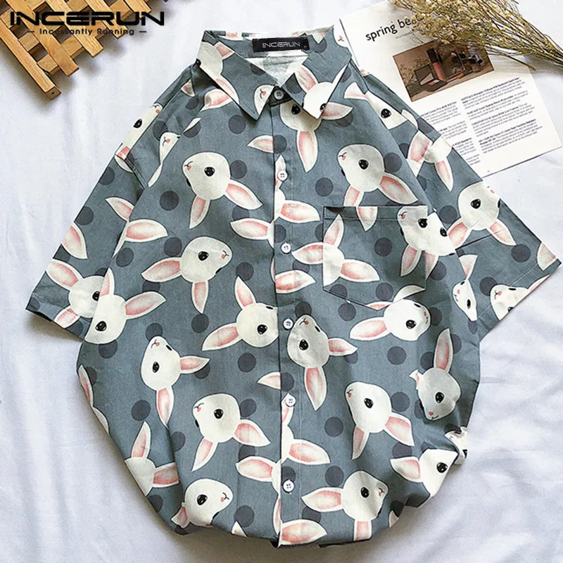 Fashion Shirt Men Animal Print Short Sleeve Streetwear Funny Lapel 2020 Breathable Tops Loose Casual Men Hawaiian Shirts INCERUN Fashion Shirt Men Animal Print Short Sleeve Streetwear Funny Lapel 2020 Breathable Tops Loose Casual Men Hawaiian Shirts INCERUN