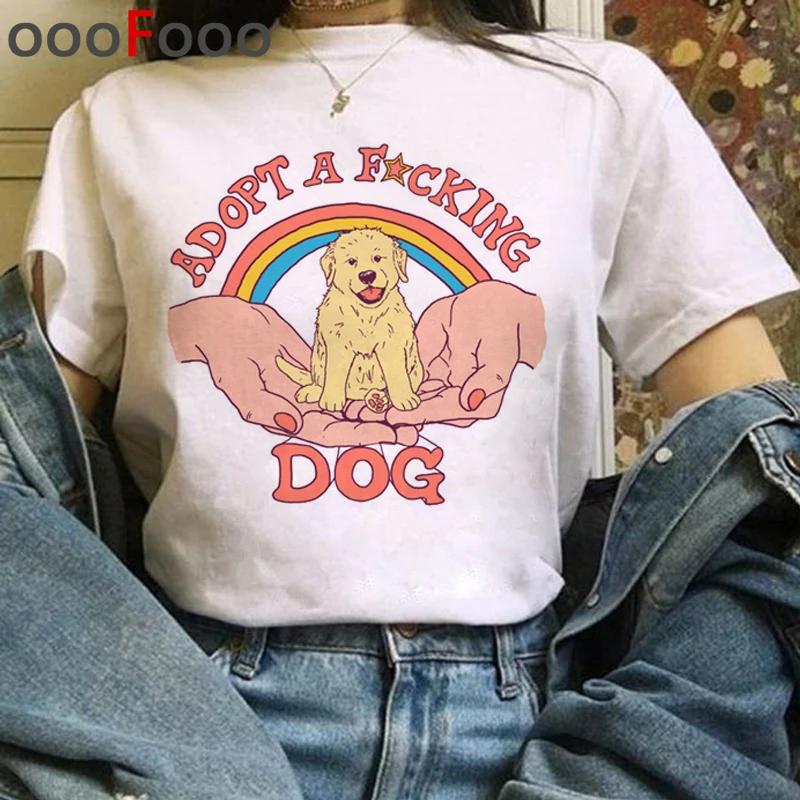 Новинка, Милая женская футболка с изображением собак из мультфильма Harajuku Ullzang 90 s, Милая футболка с рисунком гранж, корейский стиль, женские футболки - Цвет: H4163