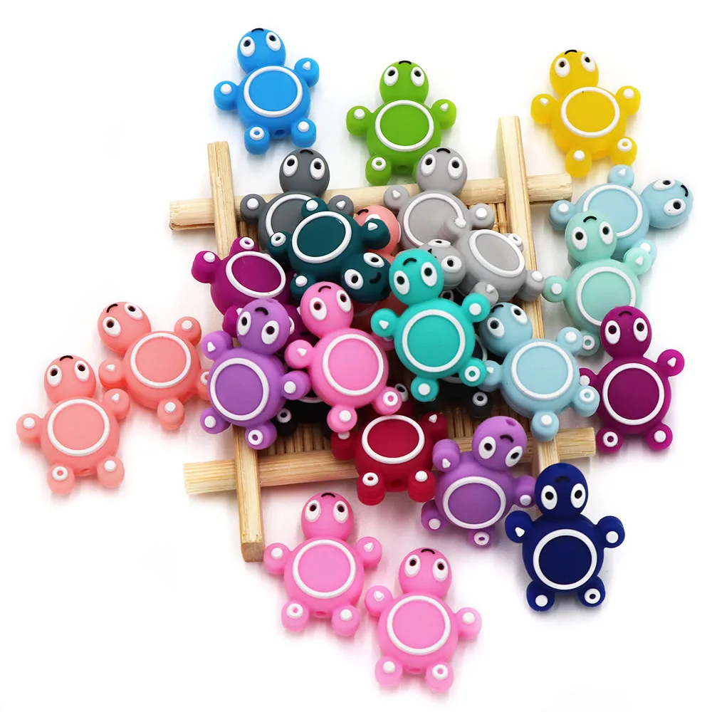 BOBO.BOX 10pcs little Turtle Silicone Teether Beads Multi-color Food Grade Cartoon Baby Silicone Tiny Rod Teething Nursing Toys 11 Hb42f242e7b4c42789d01d023822ca197W