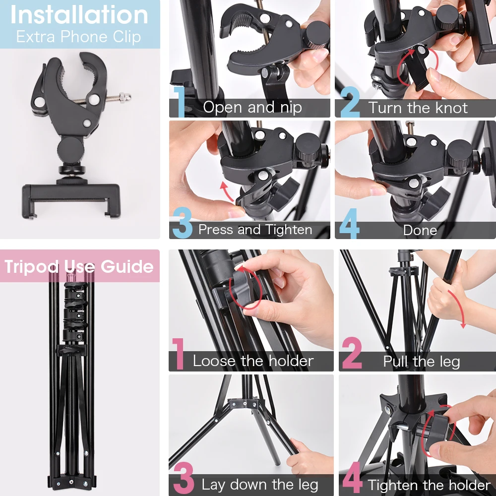 Photography Tripod phone tripod camera tripod photography tripod for Phone Holder Tripod Stand With/ Without Ring Light Selfie LED Photo Lamp Fill Light for Camera Video Live
