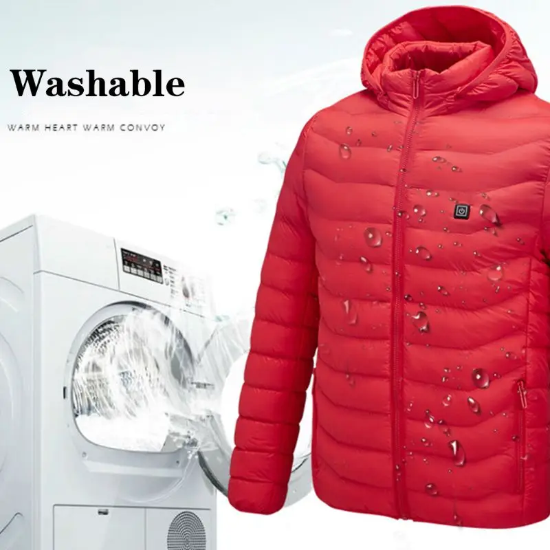 Men Women Heated Vest Coat USB Electric Long Sleeves Warm Heating Hooded Jacket