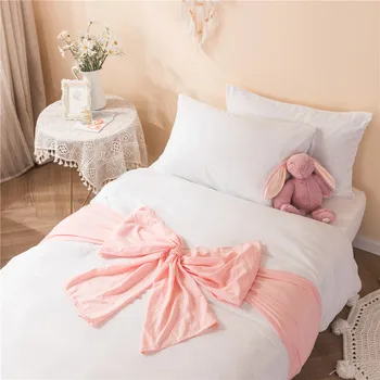

Japanese Style Kawaii bow Princess Bedding Sets 4PC Twin Queen King Size Pink Butterfly Bow Princess Sytle Fitted Bed Sheet Sets