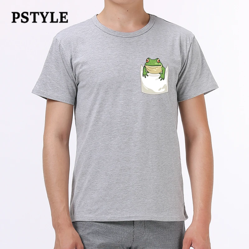 

Pstyle Tshirt for Men and Women Unisex Cartoon Frog in Pocket Print T Shirt Mens Summer Short Sleeve T-shirt Funny Graphic Tees