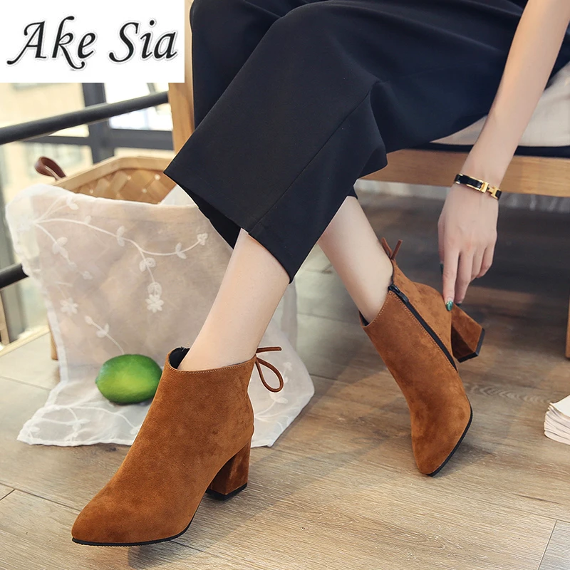 

2019 women's winter warm snow boots solid color pointed side zipper high-heeled non-slip Suede boots sexy prom wedding shoes