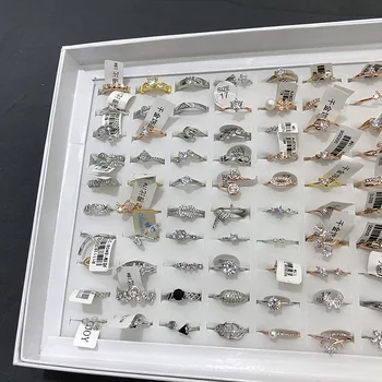 

36 Pcs/lot top quality women alloy zircon ring lot wholesale luxury fashion women wedding jewelry ring lot wholesale 200728-127
