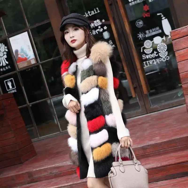 

Natural Real Fox Fur Vest Jacket Waistcoat Short Sleeveless Vest Woman Winter Warm Natural Fur Vest Real Fur Jacket Fox Fur Coat