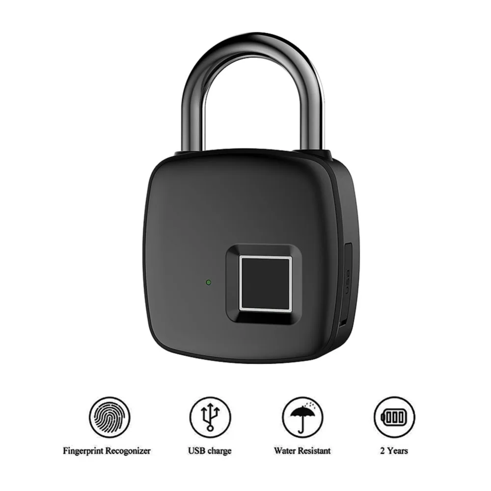 Замок из цинкового сплава, без ключа, с защитой от отпечатков пальцев, USB Перезаряжаемый дверной замок, умный, с отпечатком пальца, быстрый разблокированный, электронный замок