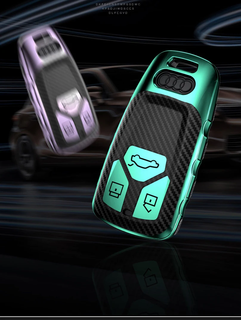 TPU+ углеродного волокна зерна автомобиля чехол, держатель для ключа для Audi A4 A4L 8S Allroad B9 Q5 Q7 TT TTS