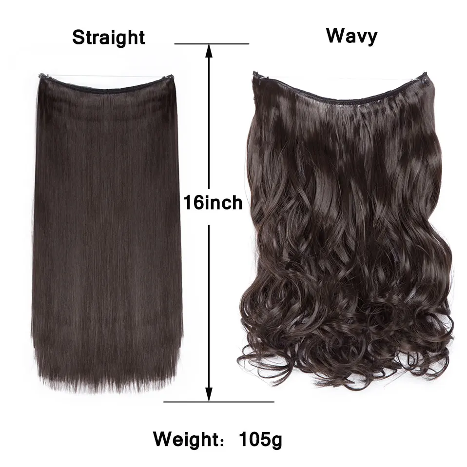 Snolilite 16 дюймов невидимые halo волосы для наращивания одна штука без зажима синтетические натуральные волосы шиньон для женщин