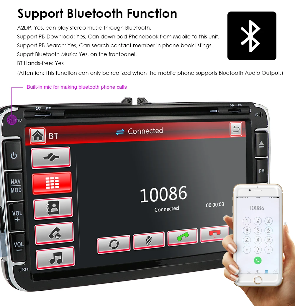 Sale 2 Din Car DVD Player AutoRadio for VW PASSAT B6 B5 CC SKODA OCTAVIA 2GOLF 5 Golf 6 POLO Sharan Caddy JETTA TIGUAN YetiGps Stereo 10