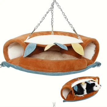 

Plush Hamster Hammock Hanging Double Thick Plush Warm Sleeping Bag Nest LargeHanging House For Ferret Rabbit Pet Bed