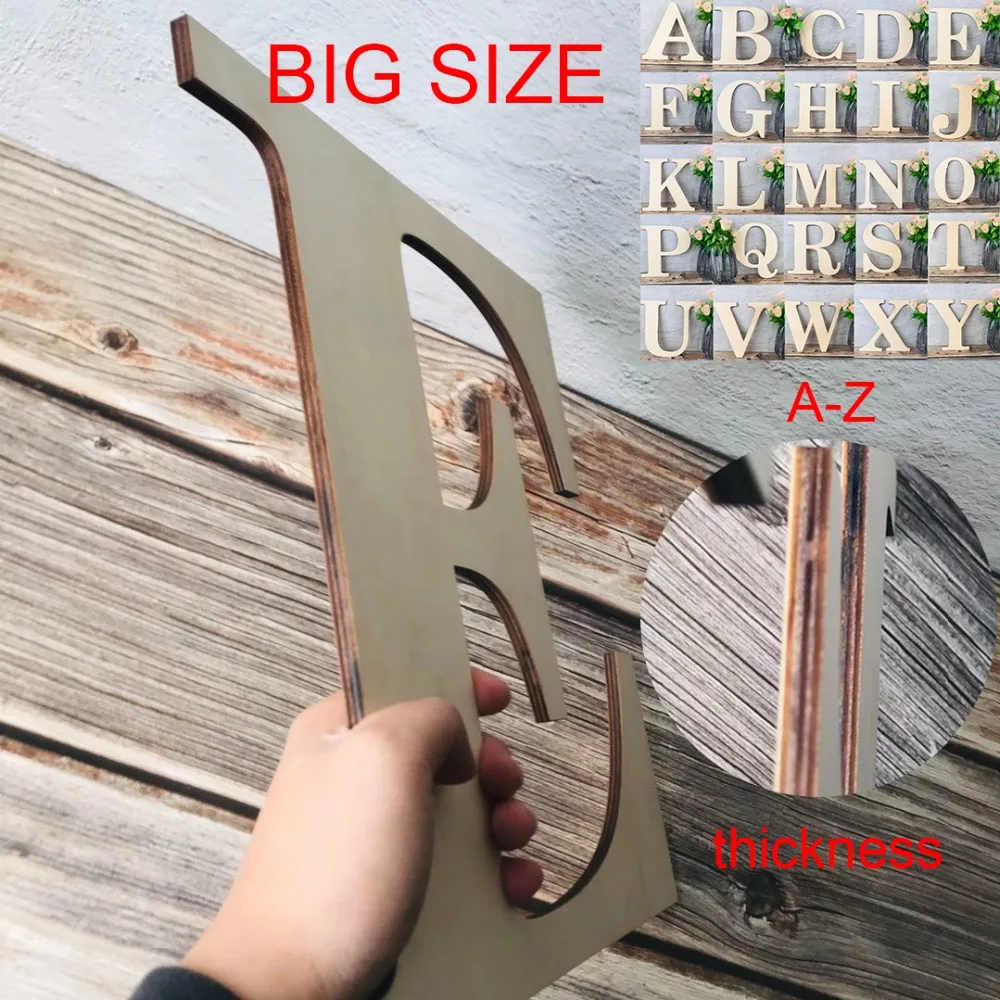 12 inch Wooden English Alphabet Letters Blank Wood Board, Wood Letters for Home Walls Decor, Party, DIY Art Craft Projects (4)