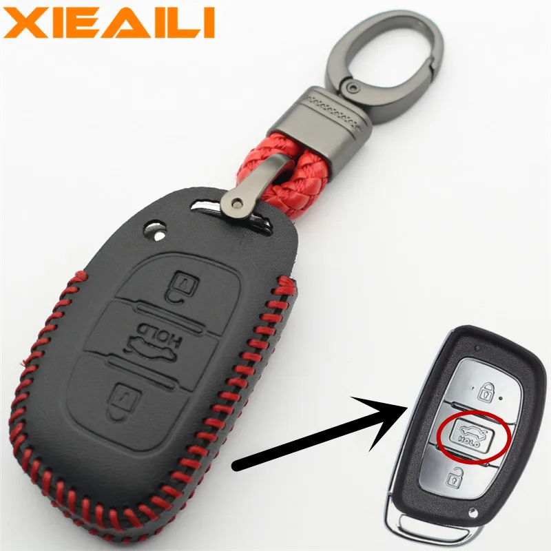 XIEAILI брелок из натуральной кожи с 3 кнопками умный чехол для Hyundai Sonata9/Tucson/Elantra/Verna