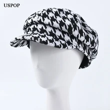 USPOP,, зима, осень, шапки для женщин, в клетку, newsboy, шапки унисекс, винтажные, в клетку, шапки для мужчин, козырек, шапки, восьмиугольная кепка