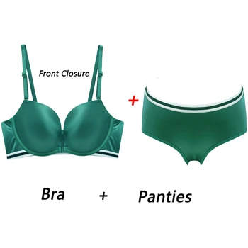 

Elovegirl Without Rims Striped Beauty Back Underwear Set Front Buckle Gather Push Up Sexy Lingerie Set Comfortable Lycra Bra