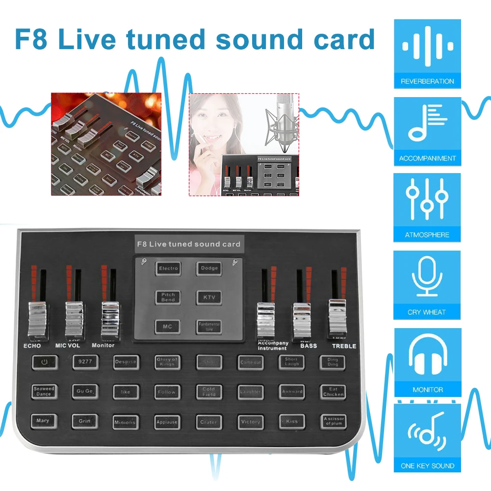 

4 Modes Audio Mixer Studio Sound Card Accessories USB Professional Portable Computer Phone Microphone Webcast Streamer Universal