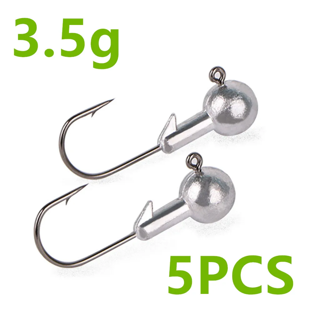 5pcs 3.5g Новинка, высококачественные жесткие приманки, мягкие приманки, рыболовные снасти, 1-22 г, свинцовые, Круглый, с шаровой головкой, крючок, широкая рукоятка, Смещенный рыболовный крючок - Цвет: 5pcs 3.5g