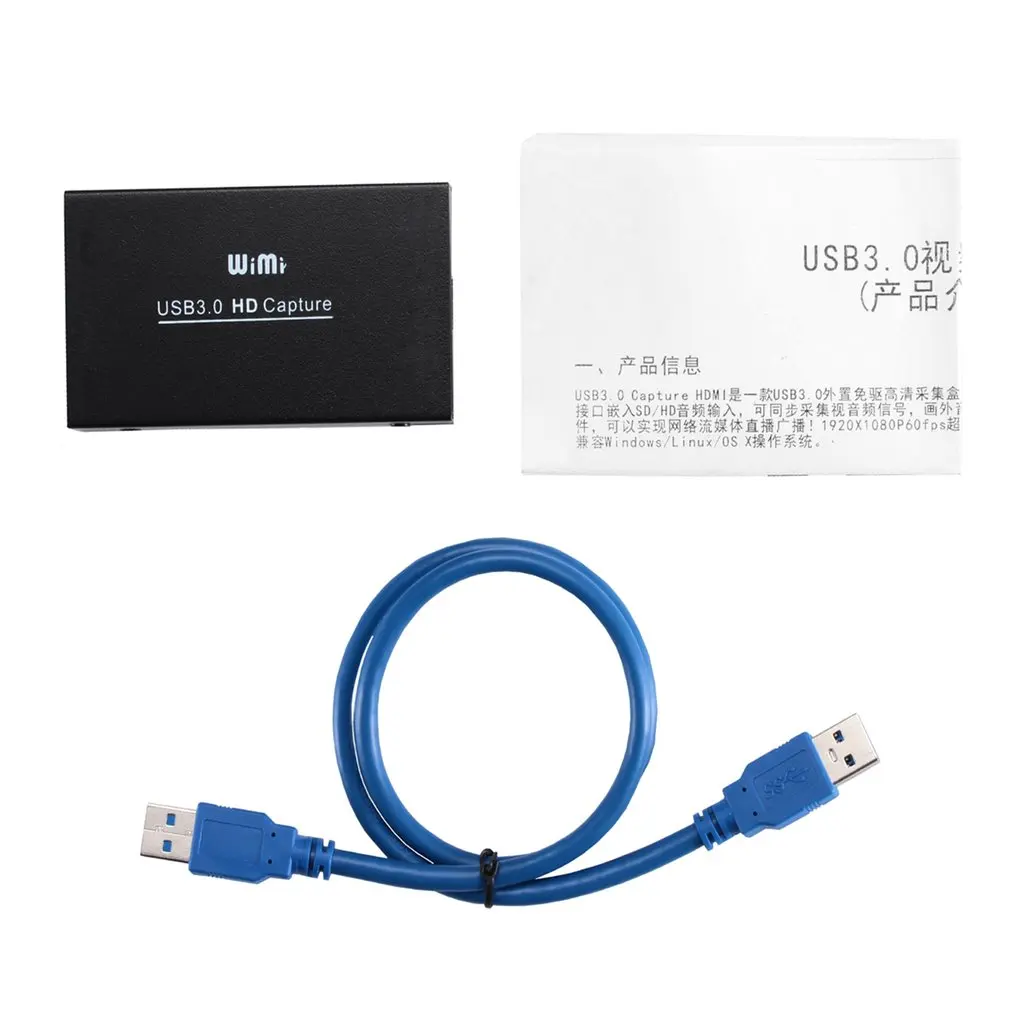 

WIMI EC288 USB 3.0 HD 1080P 60Hz 16-bit Capture Phone Games Meeting Video Capture Box for OBS for XSplit Video Capture Dongle