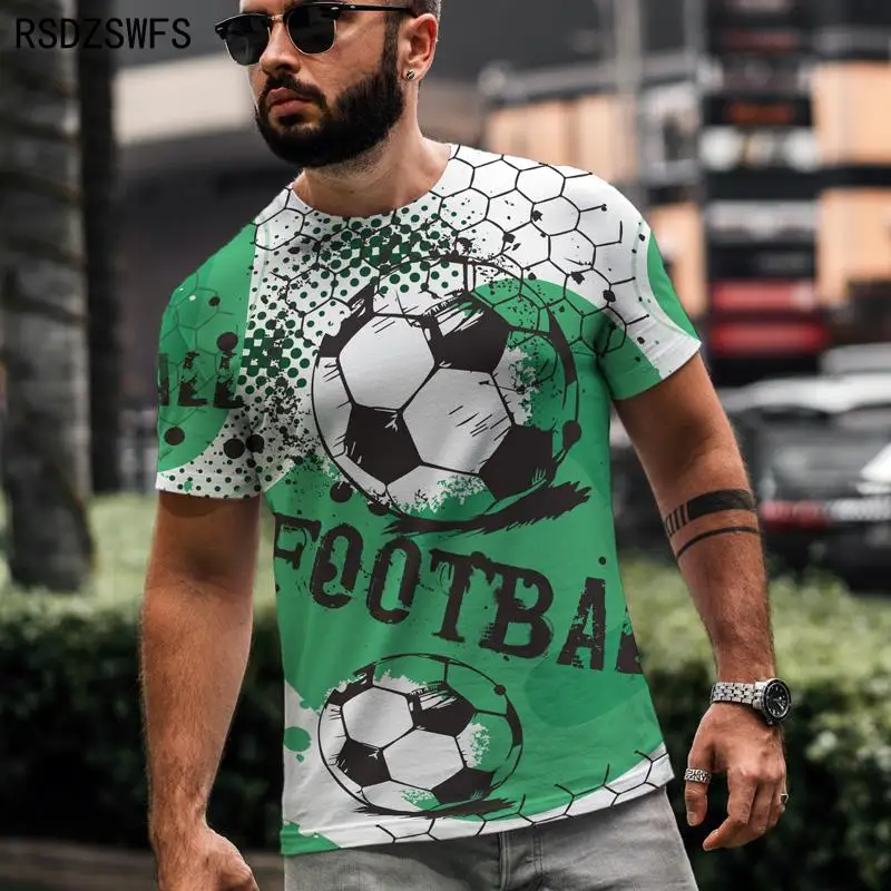 T-Shirt Da Uomo Street Football Graffiti Stampa Stile Moda Retro Stampa 3D T-Shirt Estate Manica Corta Top Taglia 5Xl