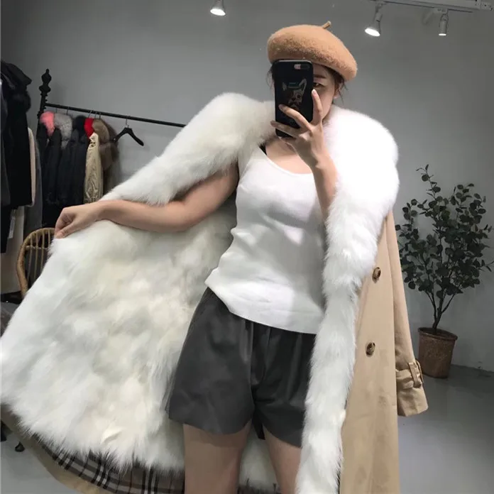 Flash Deal real natural fox fur coat jacket parka with big large fox fur collar fox fur liner thick warm long parka coat women waterproof 2